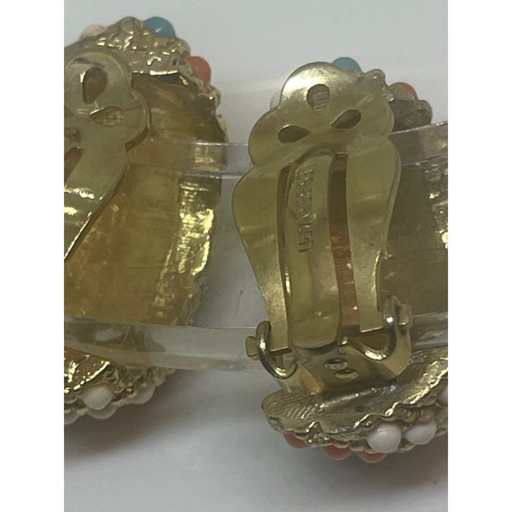 Vintage Les Bernard Tiny Bead Clip on Earrings - Picture 4 of 7